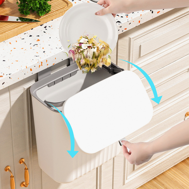 Kitchen trash can, wall-mounted household cabinet door, wall-mounted kitchen waste bin, suspended bathroom toilet pic 3