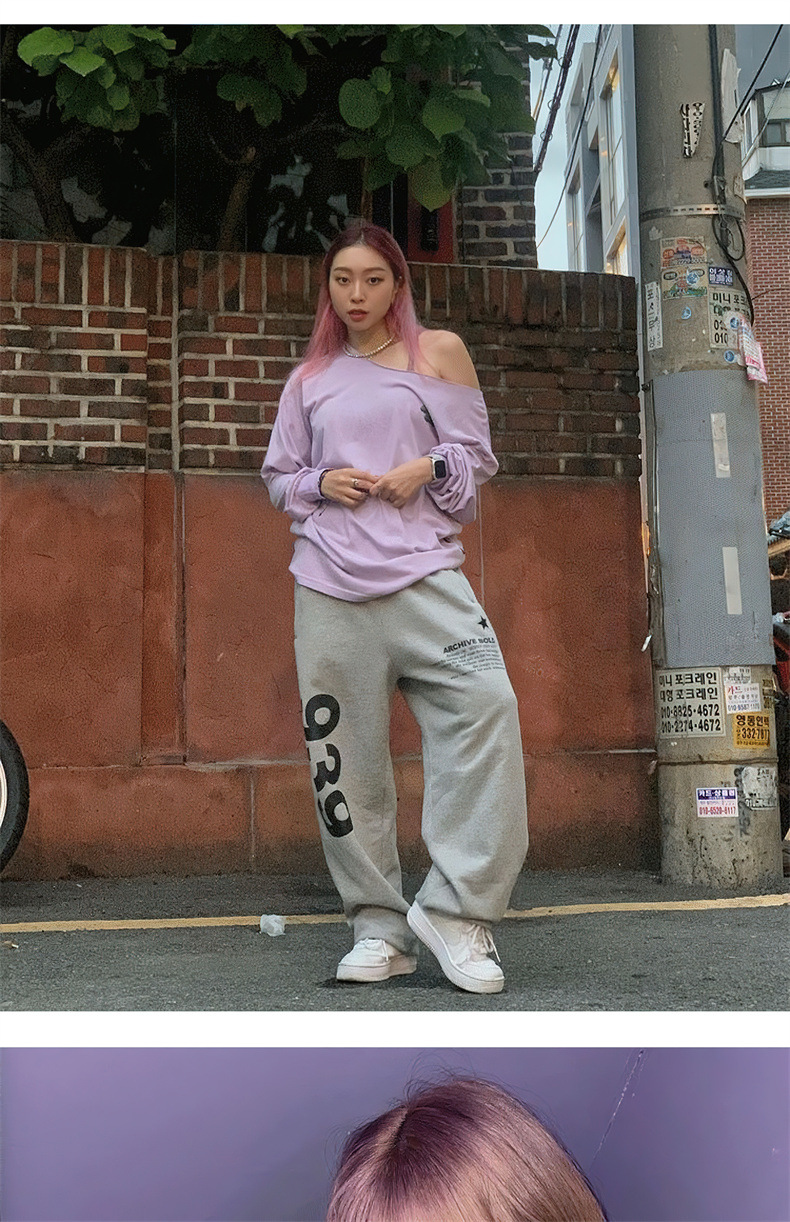 韩版春秋939运动裤男女宽松直筒阔腿裤子休闲卫裤ins潮练功舞蹈裤详情8