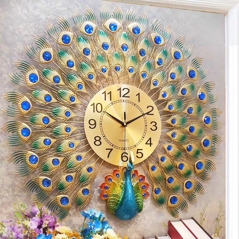 New Chinese-style wall clock for home use in the living room, fashionable European-style silent and creative peacock decorative clock, wall-mounted phoenix watch pic 3