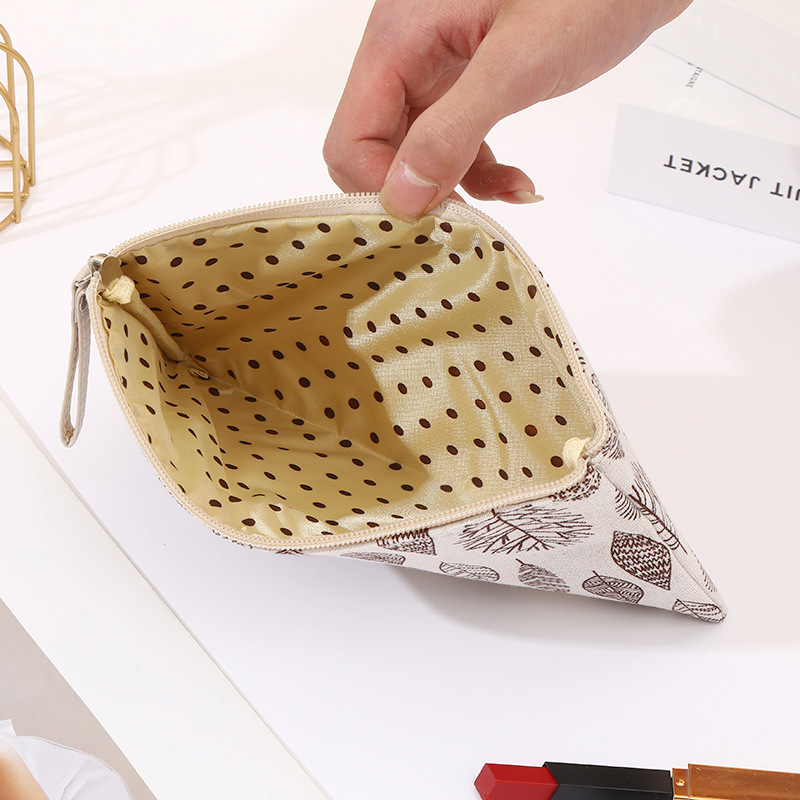 跨境现货布艺化妆包拉链袋多功能便携式收纳手拿洗漱包学生笔袋详情20