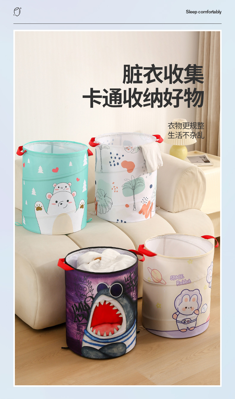 Folding dirty clothes basket 600D Oxford cloth storage bucket with built-in spring steel wire storage basket. Dirty clothes storage basket for home use pic 1