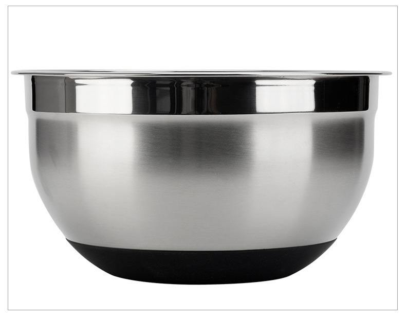 Stainless steel salad bowl, khaki black silicone bottom, anti-slip cover, grater, egg beater set, baking mixing bowl pic 10
