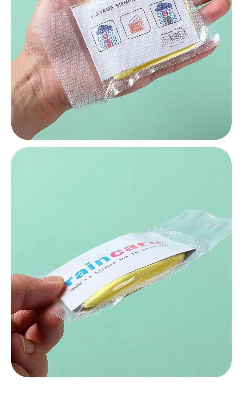 压缩便携卡片式雨衣成人男女长款rain coat全身防英文一次性雨衣详情15