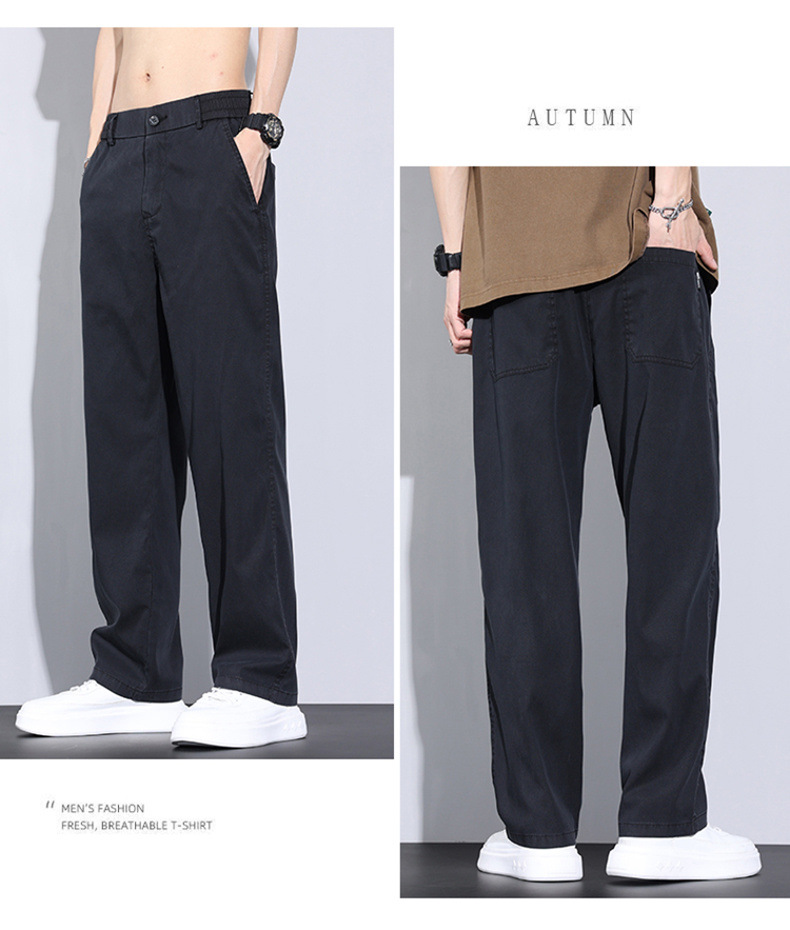 啄木鸟冰丝休闲裤子男士夏季薄款潮牌宽松天丝柔软牛仔五分长裤详情41