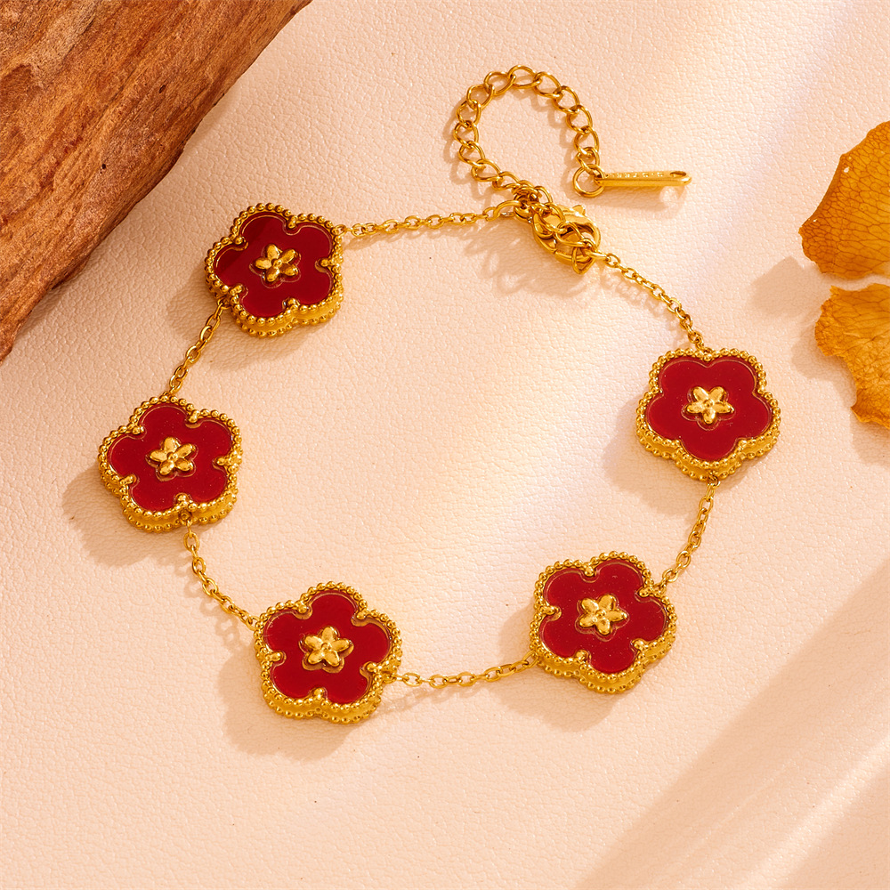 跨境款不锈钢五叶草项链 18k金简约ins钛钢不掉色梅花项链饰品女详情9