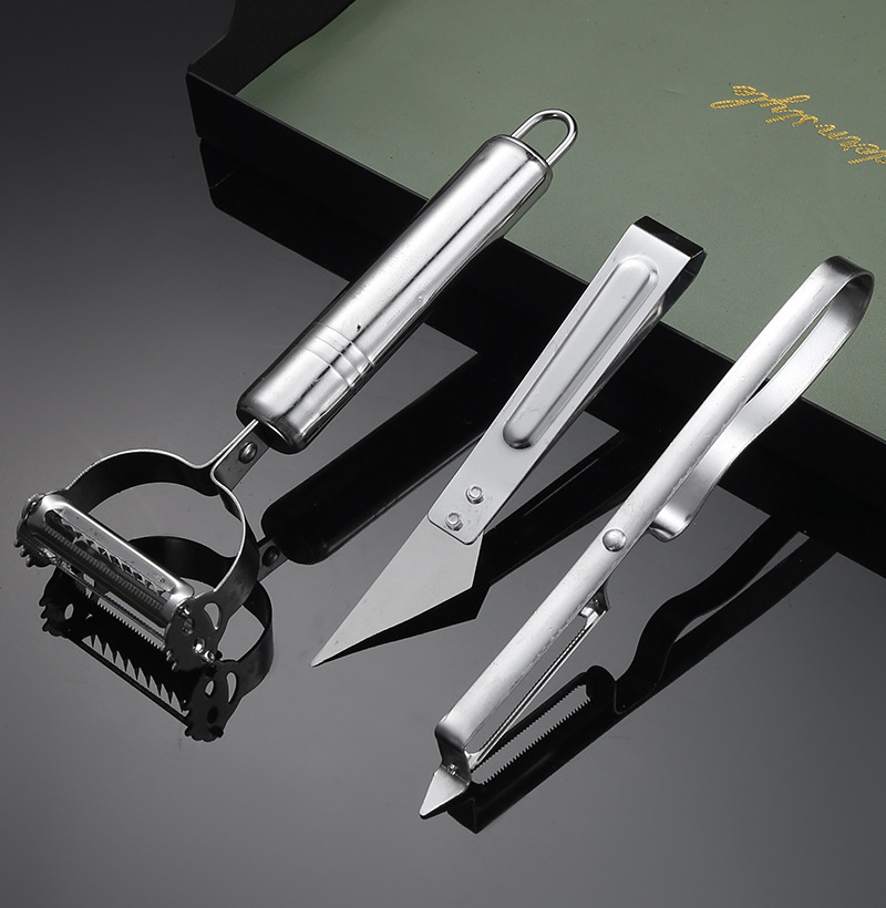 不锈钢削皮刀土豆削皮器刨套装三件套多功能厨房用品瓜果刮皮刀详情13