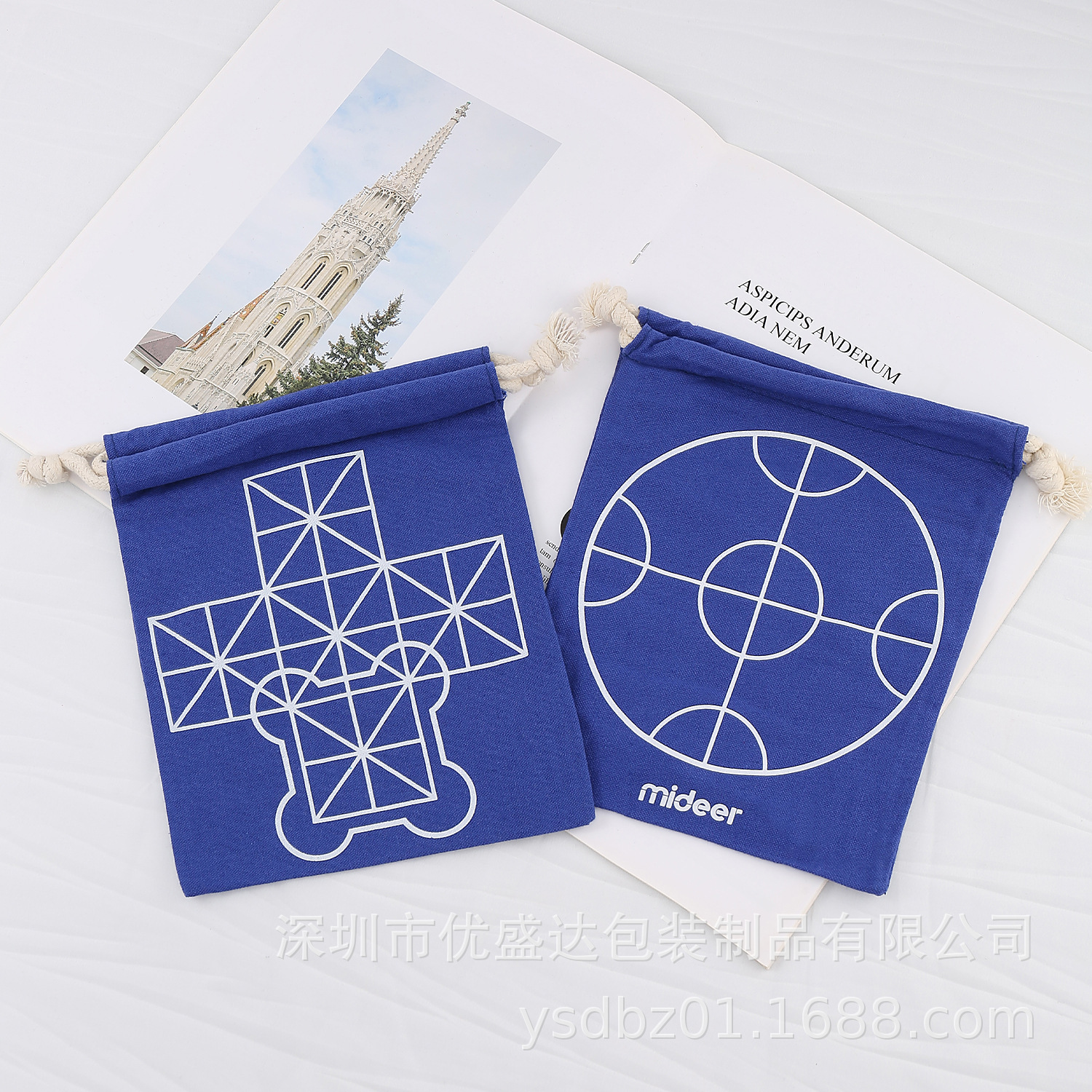 Wholesale all-cotton drawstring bags, high-end InS-style gift packaging canvas bags, printed polyester-cotton dust-proof drawstring bags pic 11