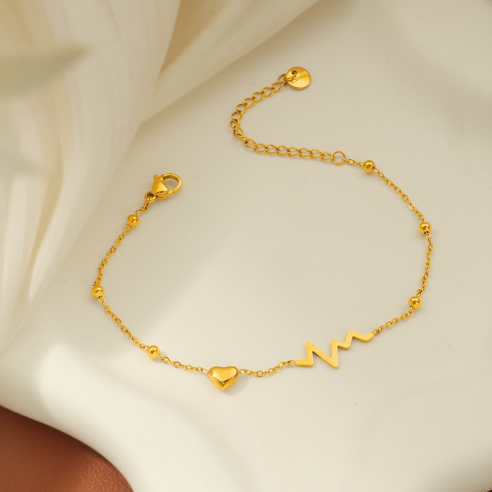 2025新款韩版时尚钛钢心电图爱心脚链女高级感足链不掉色小众设计详情4