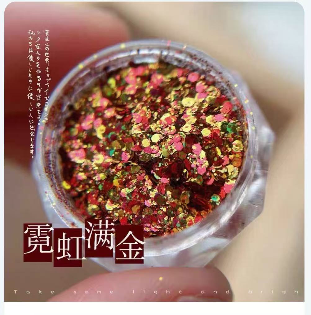 新年招财亮片金色闪粉不规则立体贴片爱心碎粉指甲装饰详情8