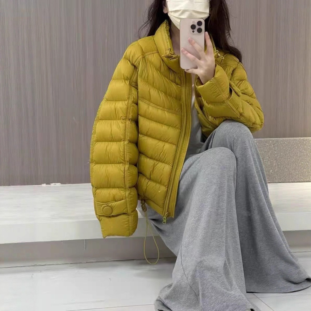 90白鸭绒韩系2025秋冬排骨休闲简约宽松立领短款轻薄羽绒服女外套详情12