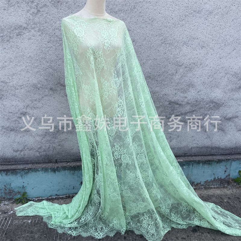 外贸爆款非洲黑人Chantillylace幅宽1.5m*3m厂家现货眼睫毛花详情32
