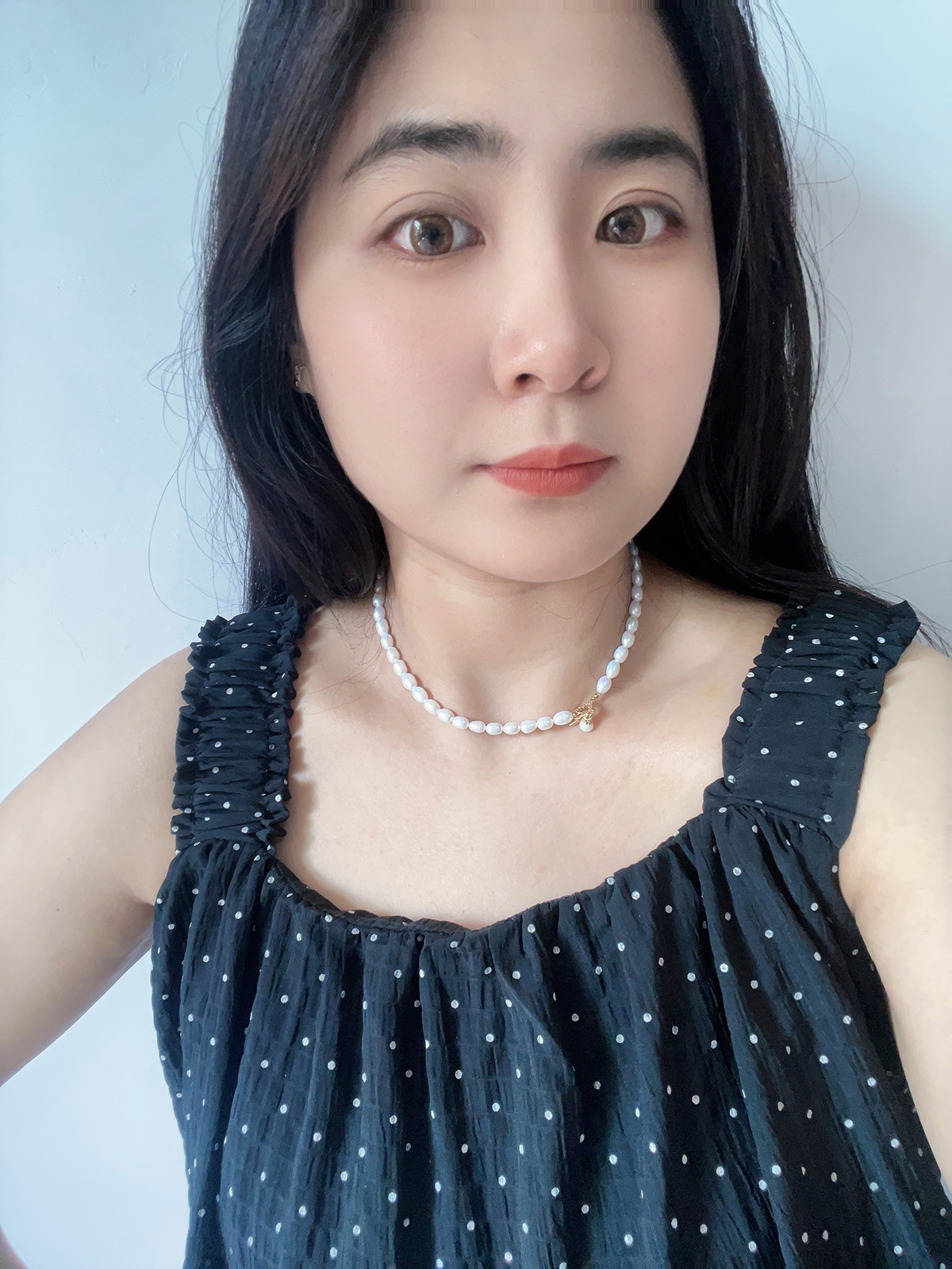 Rice grain pearl freshwater pearl necklace for women, oval shape, spring and summer style, niche design sense, collarbone chain, simple necklace, forest style pic 6