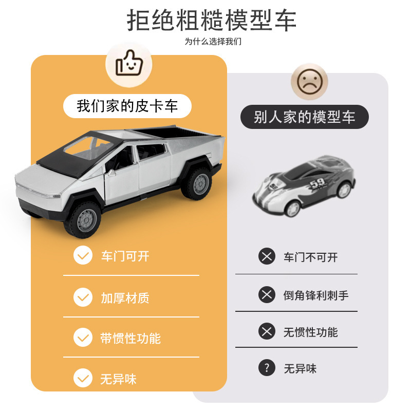 惯性特斯拉车皮卡玩具汽车模型儿童玩具仿真越野车三开门礼品批发详情15