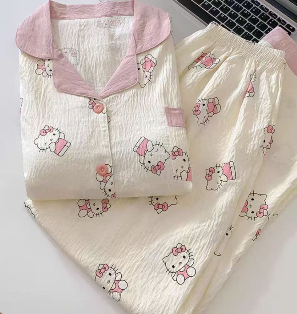 Spring new Cloud cotton Korean InS-style long-sleeved pajamas for girls, sweet and cartoonish, cute student home wear set pic 43