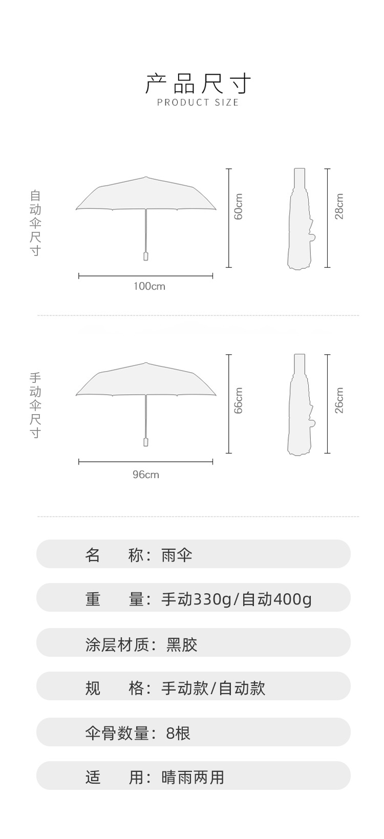 新款草莓熊雨伞高颜值日常学生防晒防紫外线太阳伞晴雨两用遮阳伞详情5