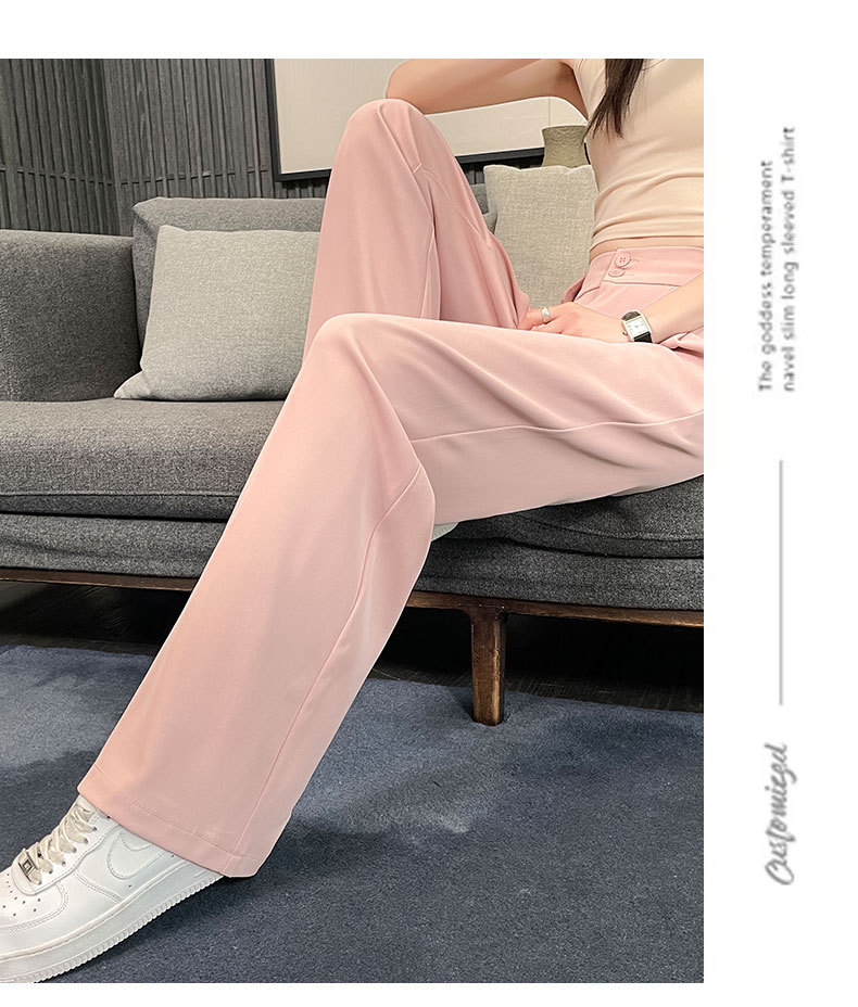 高腰西装裤女2024夏季新款窄版阔腿裤松紧弹力垂感裤子薄款直筒裤详情19