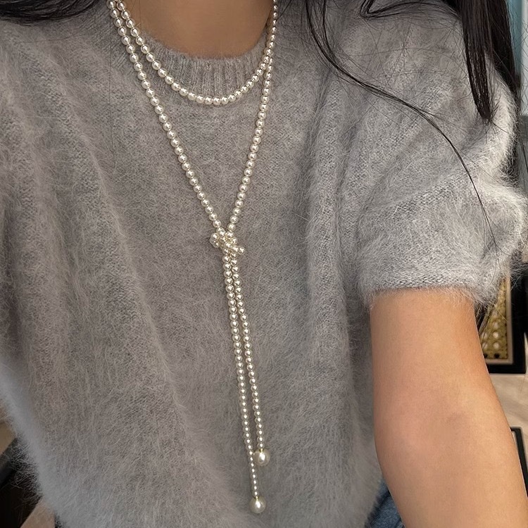 法式施家珍珠项链串珠配饰女轻奢小众复古百搭毛衣链高级感长款详情4