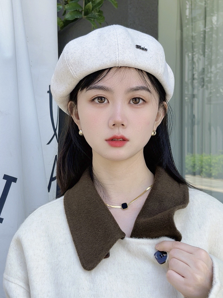 贝雷帽女秋冬季新款八角画家帽休闲百搭报童帽子复古英伦帽子详情12