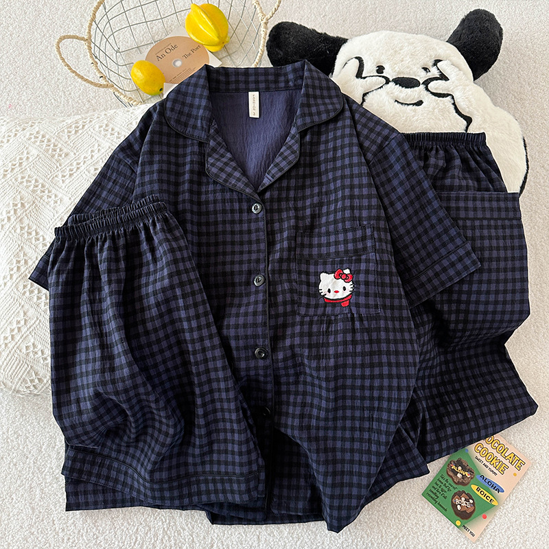 三件套-夏季新款女睡衣云朵棉短袖长裤甜美卡通家居服套装直播款详情28