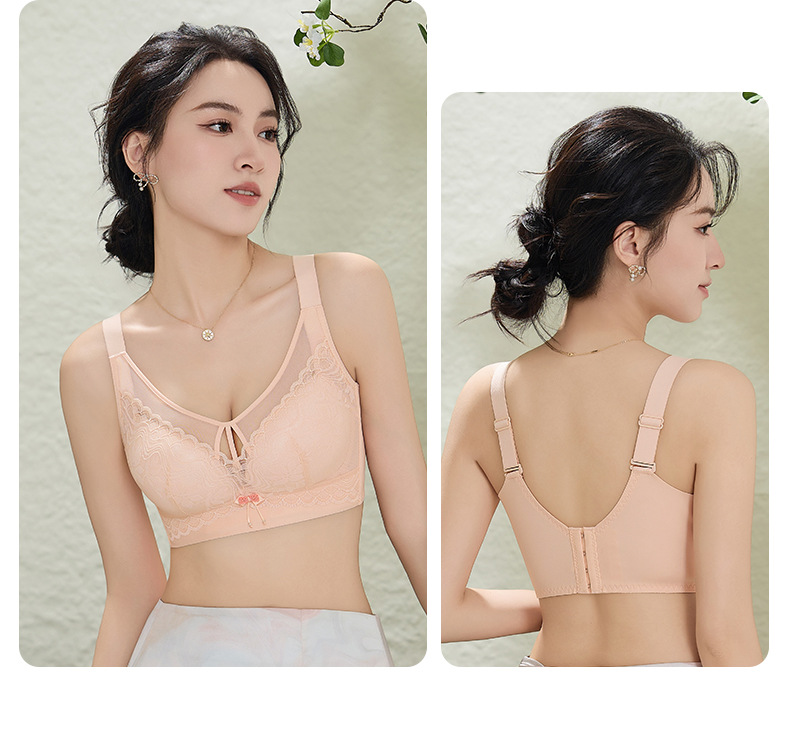 秋冬新款无钢圈大码蕾丝抹胸聚拢大胸显小调整型内衣防下垂文胸详情24