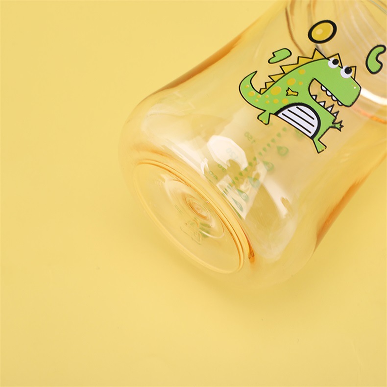 Custom nuevo estilo amplio de calibre doble mango recto con mango para bebés y niños dibujos animados dinosaurio botella antiatragantamiento pajita taza de agua pic 13