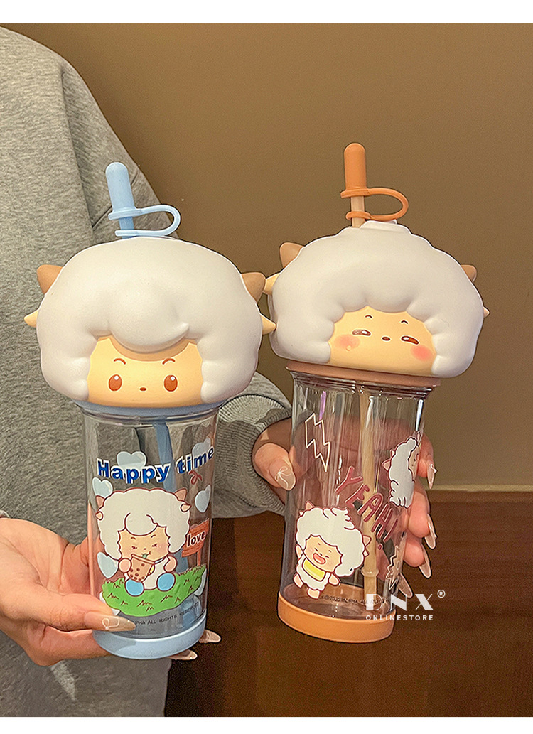 喜羊羊与灰太狼联名大头水杯儿童学生专用tritan吸管水壶随身水杯详情8