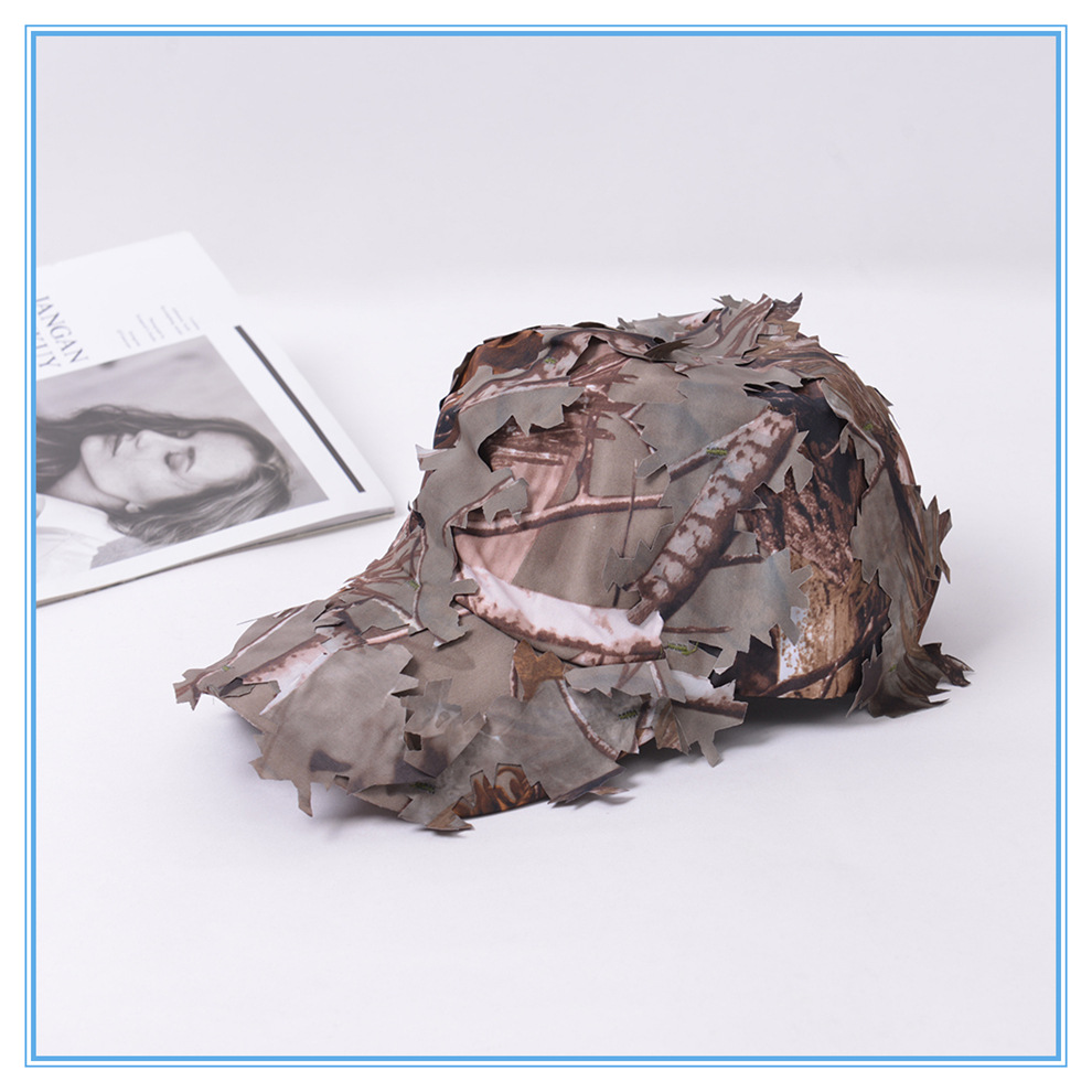 Amazon Cross-border jungle leaf camouflage curved brim sun hat, multiple outdoor sun protection creative bionic camouflage hats pic 7