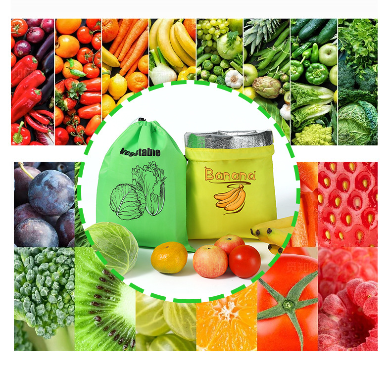 跨境款加厚铝箔袋保温防震蔬菜水果购物袋储藏袋保鲜束口手提袋详情3