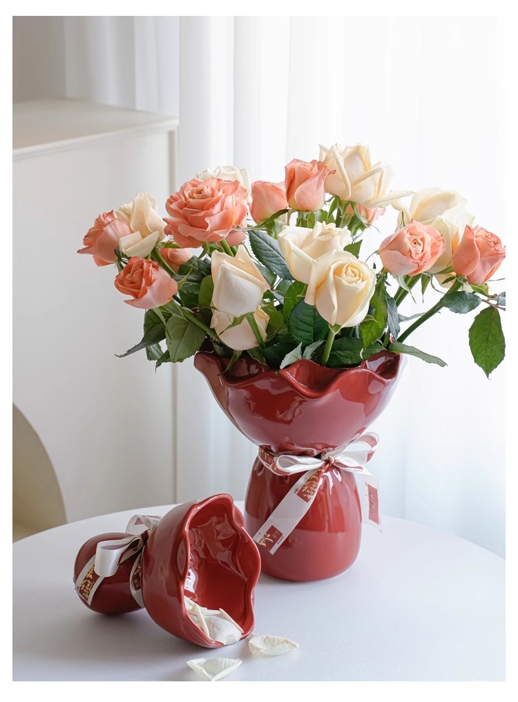 情绪稳定花瓶陶瓷花瓶客厅摆件鲜花插花轻奢高级感新家复古装饰品详情19