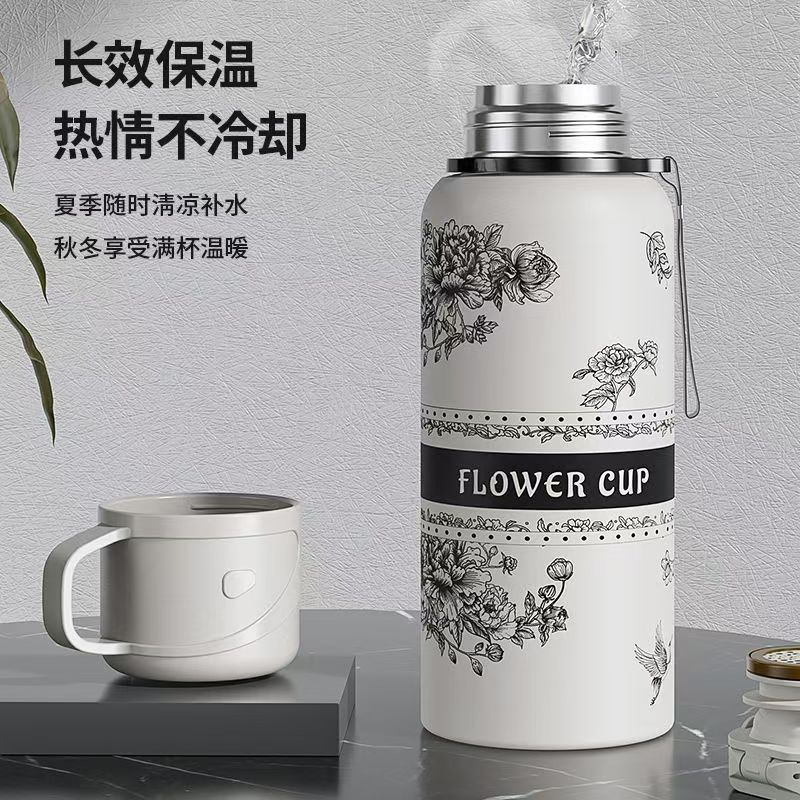 大容量不锈钢栀子花保温杯女学生高颜值水杯泡茶杯子批发详情5