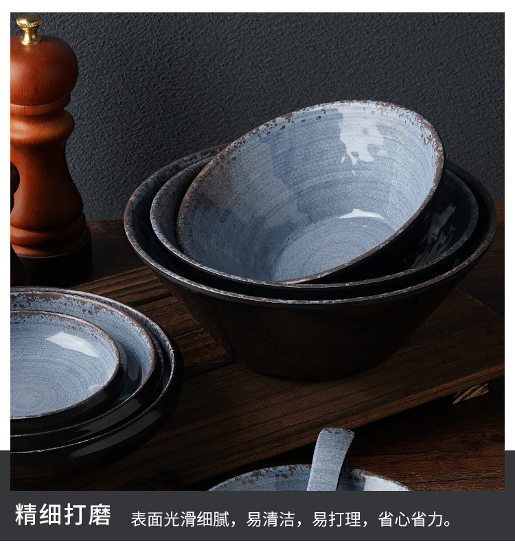 New imitation porcelain KB tile grey pattern melamine tableware factory direct sales melamine tableware pic 22