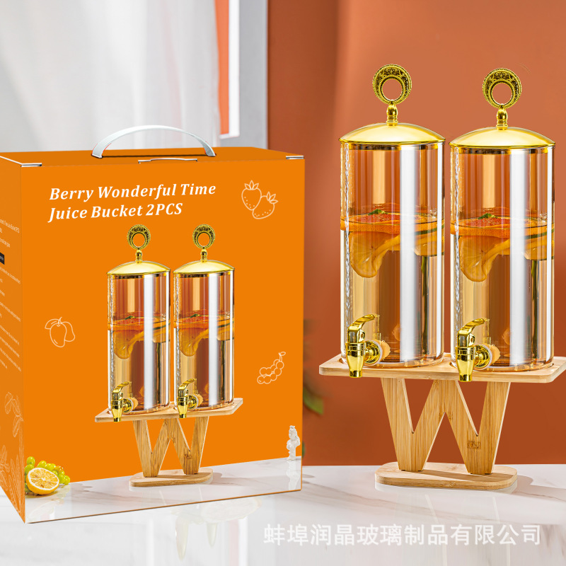 新款玻璃果汁桶家用大容量加厚泡酒啤酒冷水壶人工吹制柠檬可乐储水容器详情6