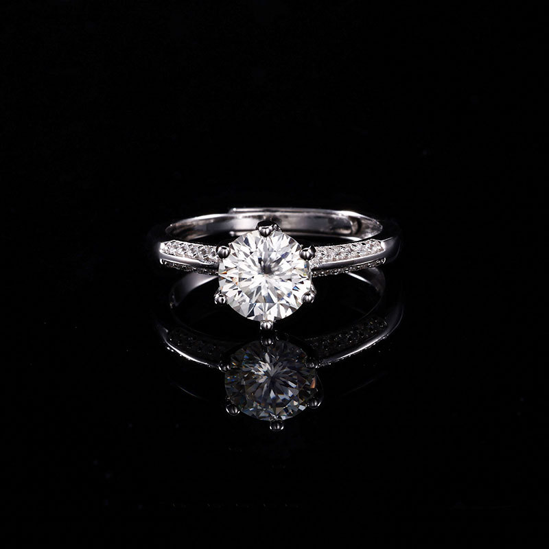 Zhuoheng Select 925 pure silver Moissanite ring wholesale, half of the market, rising steadily, open ring one carat pic 2