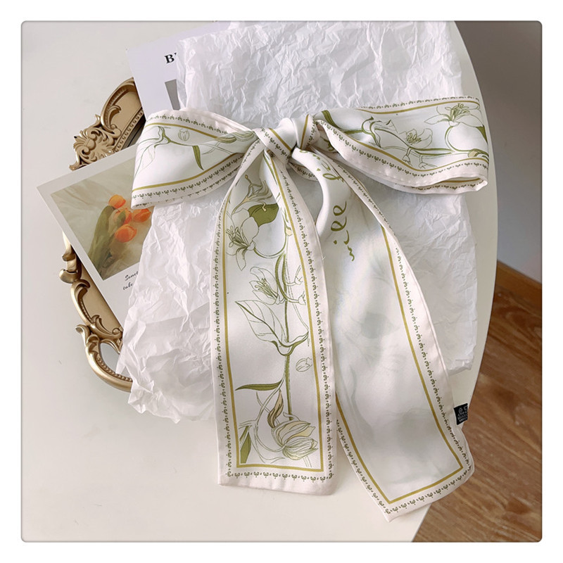 绿色花卉伴手礼盒丝巾绑包包飘带夏季女神发带清新长条绑发带详情23