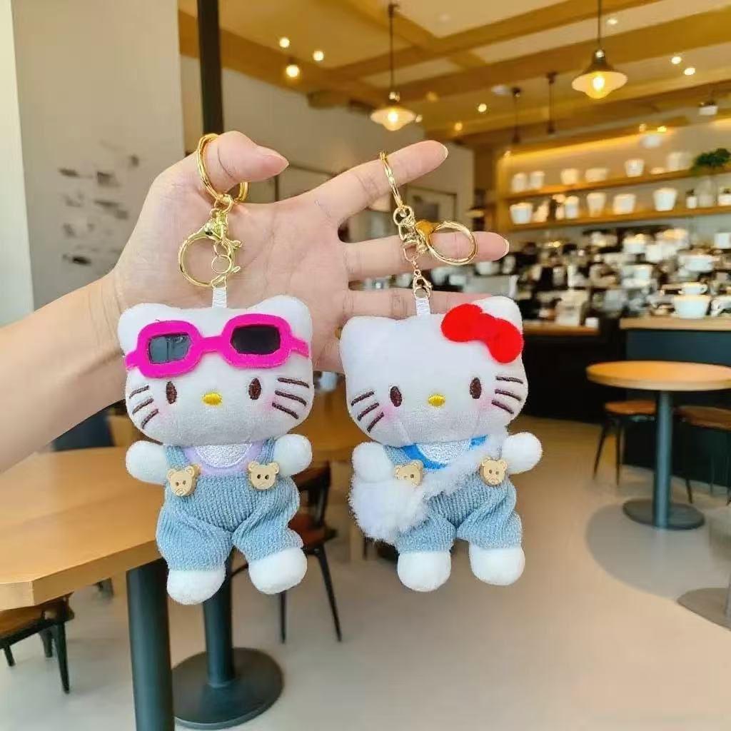 Cute food-eating animal plush keychains, bear, elephant and rabbit figurines, pendants, high-quality dolls supply pic 8
