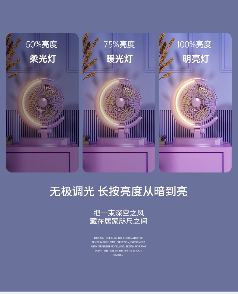 爆款usb桌面风扇可折叠桌面办公室便携可充电迷你风扇带夜灯详情20