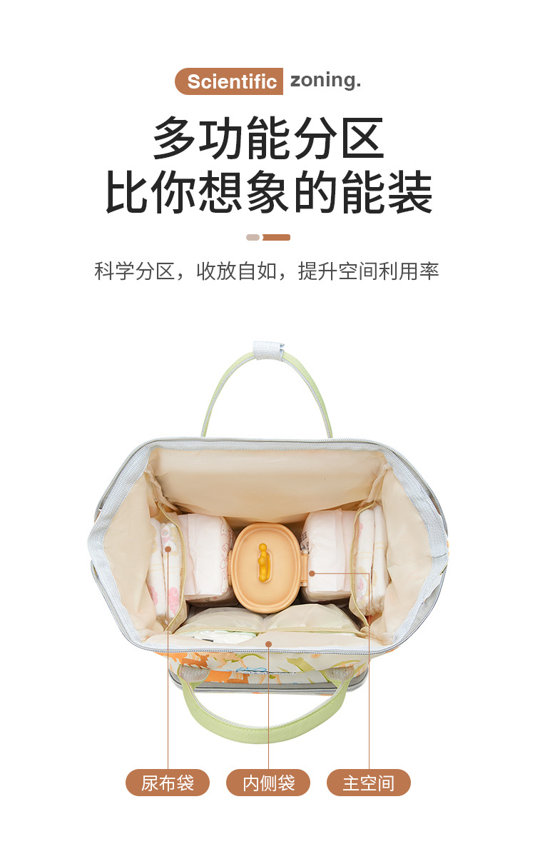 Cross-border large-capacity mommy bag, portable waterproof storage bag for taking kids out, multi-functional compartment maternity bag and baby bag pic 3