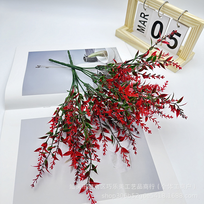 亚马逊仿真绿植7叉尖叶穗薰衣草盆栽花卉田园风植物花墙麦穗批发详情3