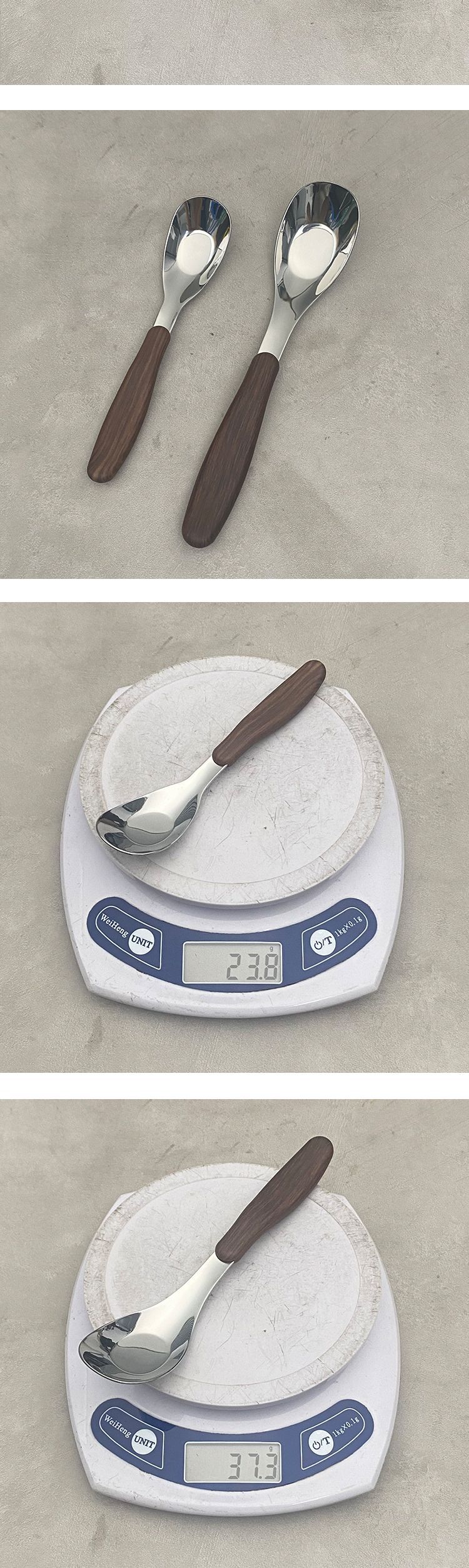 304 stainless steel ingot-shaped spoon, spoon, rice spoon, wood-grain imitation household spoon, adult kindergarten deepening meal and soup spoon pic 2