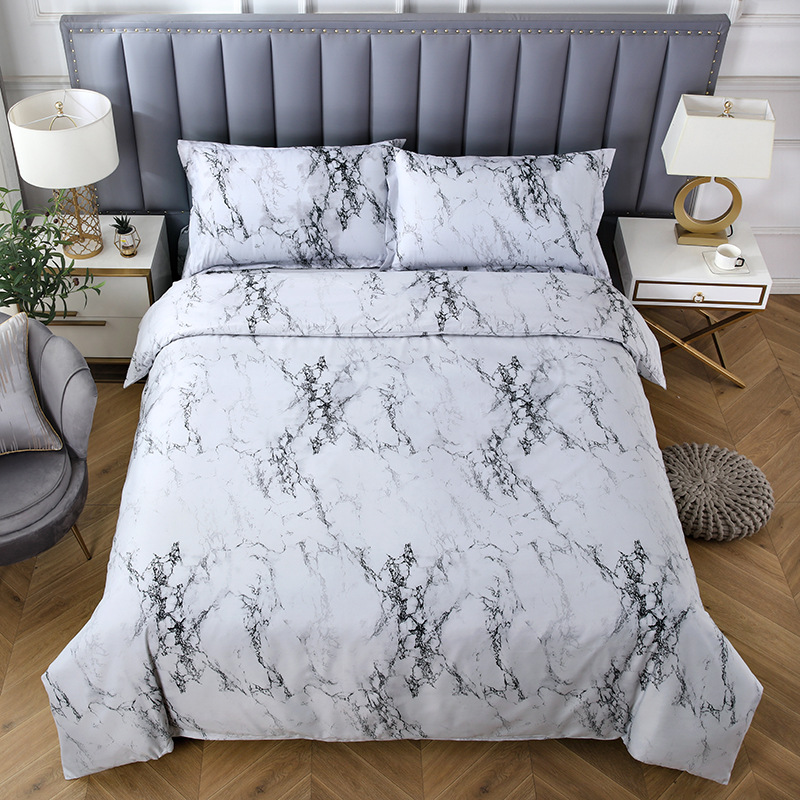 Amazon AliExpress wish Bedding: Marble-patterned solid plain quilt cover and bed sheet set of three or four pieces pic 10