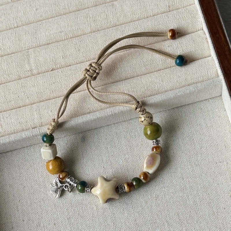 Jingdezhen ceramic bracelet wholesale street stall, versatile, fresh and new Chinese style, popular flower-woven ancient-style bracelet for women pic 8