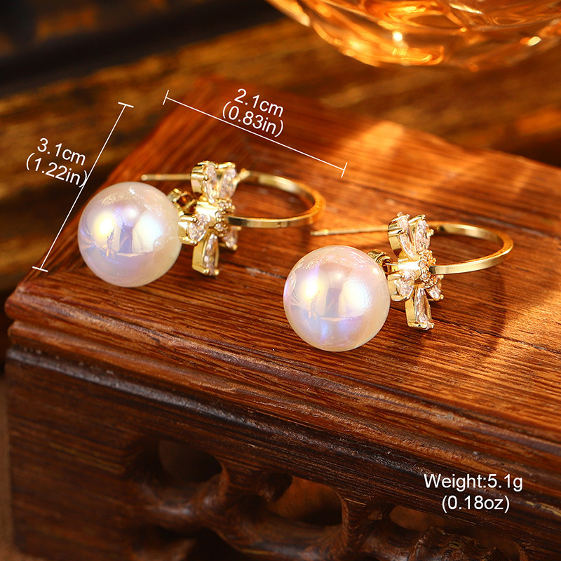 S925银针天然珍珠锆石耳钉花朵流苏多层耳环高级耳饰批发抖音爆款详情30