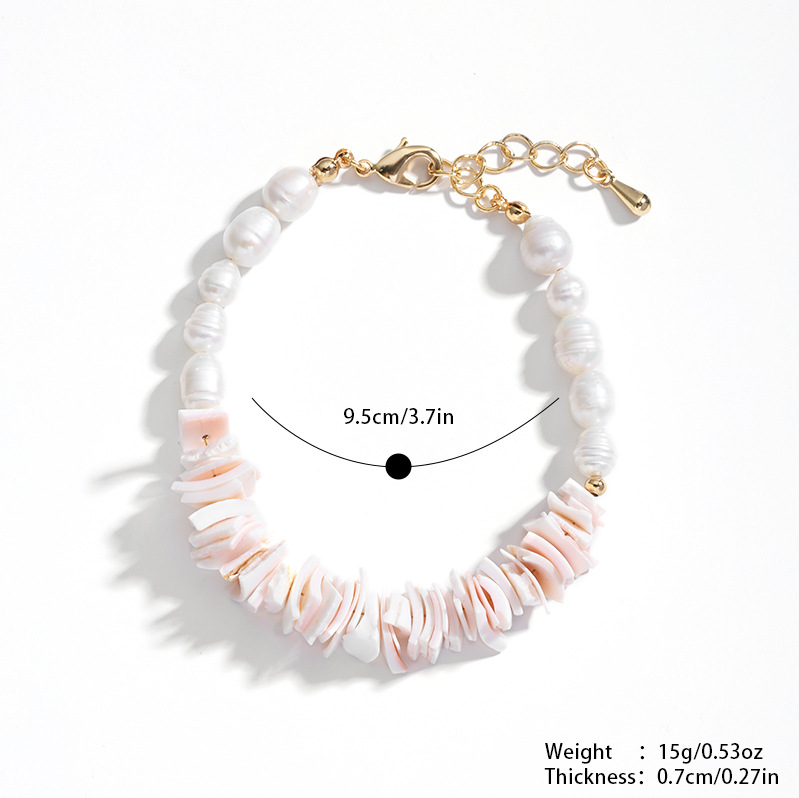 娜莎欧美跨境爆款彩色贝壳手链项链沙滩不规则碎贝壳男女士颈链详情5