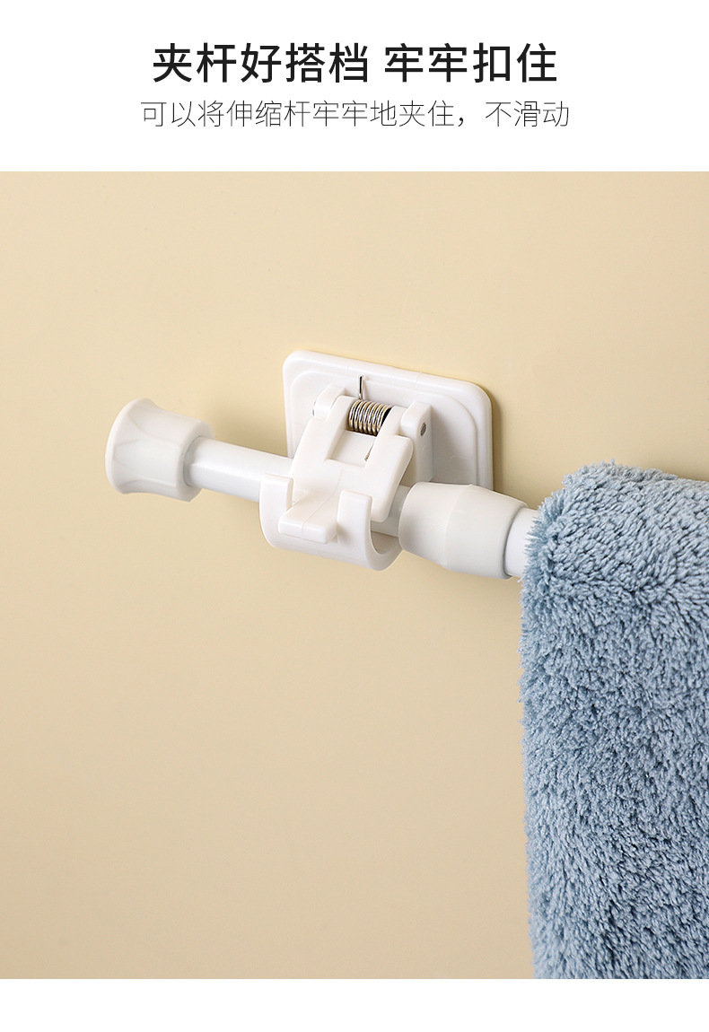 免打孔窗帘伸缩杆厨房下水鞋柜分层杆浴室帘杆门帘杆夹挂钩支撑架详情7