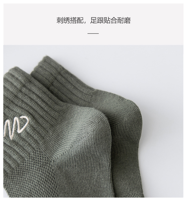 短袜男士春夏季刺绣纯色棉袜 低帮短筒休闲网眼袜子男船袜现货批详情6