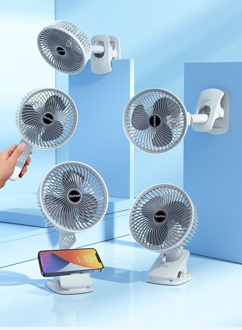 跨境多功能夹子风扇充电便携式家用挂壁电风扇学生宿舍USB小风扇详情3