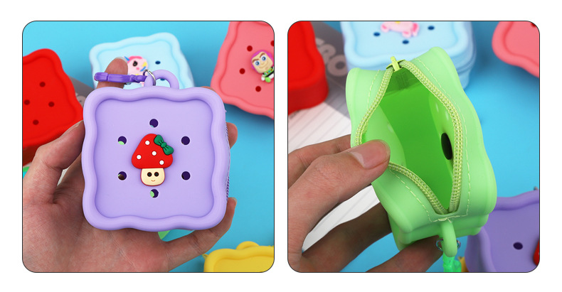 2024新款洞洞零钱包糖果色钱包钥匙扣学生书包挂件情侣方形耳机包详情7