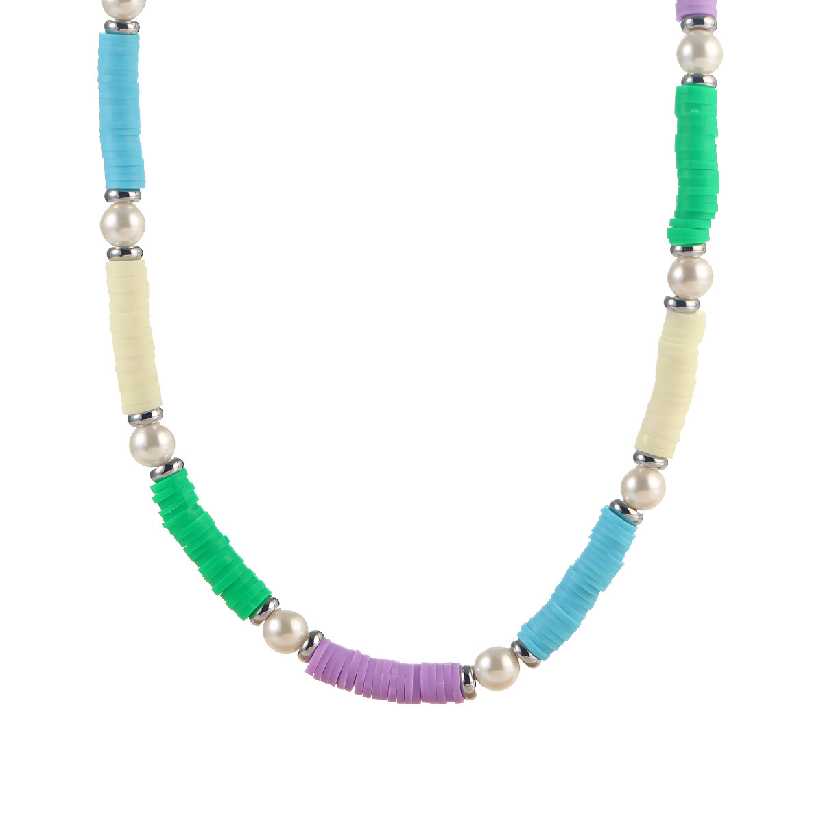 Candy-colored heart-shaped beaded necklace, summer dopamine smiling face heart-shaped collarbone chain, colorful color-blocking niche sweater chain pic 19