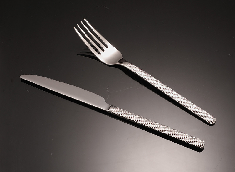 304不锈钢餐具甜品叉牛排西餐套装刀叉高级感麻花餐叉麻绳刀叉勺详情13