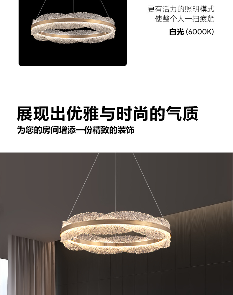 Modern light luxury living room chandelier, circular led hall light, designer creative model room, bedroom and dining room lighting fixtures pic 5